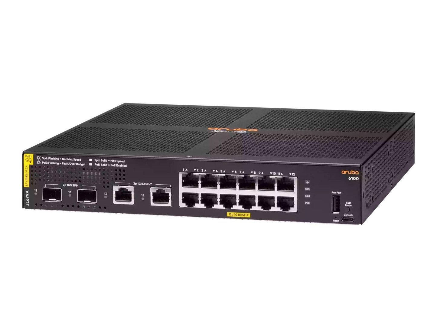 HPE Aruba Networking 6100 12G Class4 PoE 2G 2SFP Switch (JL679B) – 12-Port Managed PoE Switch