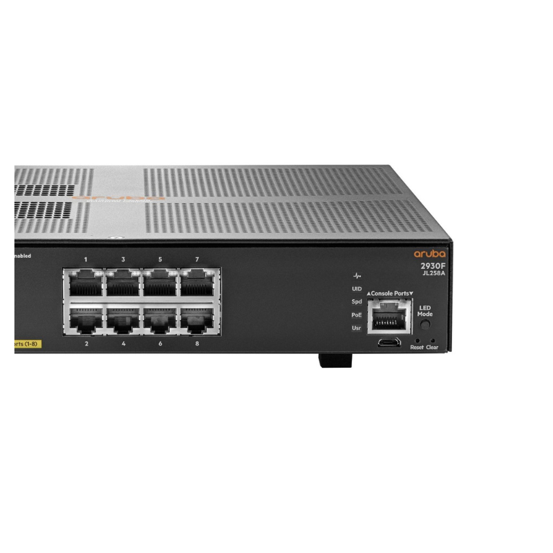HPE Aruba Networking 2930F 8G PoE+ 2SFP Switch – 10-Port Managed Layer 3 PoE+ Switch