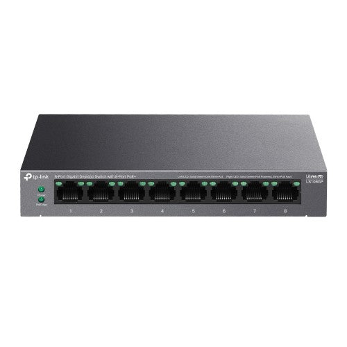 TP-Link LiteWave LS108GP network switch Unmanaged Gigabit Ethernet (10/100/1000) Power over Ethernet (PoE) Black
