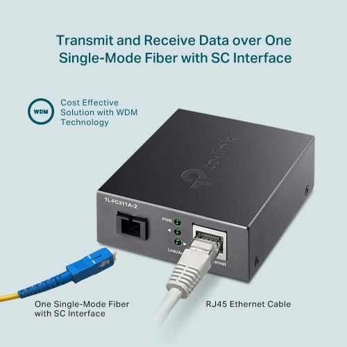 TP-Link TL-FC311A-2 network media converter 1000 Mbit/s Single-mode Black