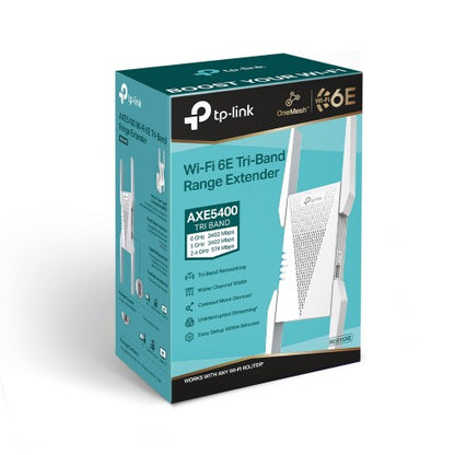 TP-Link RE815XE mesh wi-fi system Tri-band (2.4 GHz / 5 GHz / 6 GHz) Wi-Fi 6 (802.11ax) White 1 External