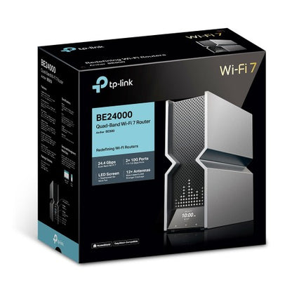 TP-Link Archer BE900 wireless router Multi-Gigabit Ethernet Quad-band (2.4 GHz / 5 GHz-1 / 5 GHz-2 / 6 GHz) Black, Gray