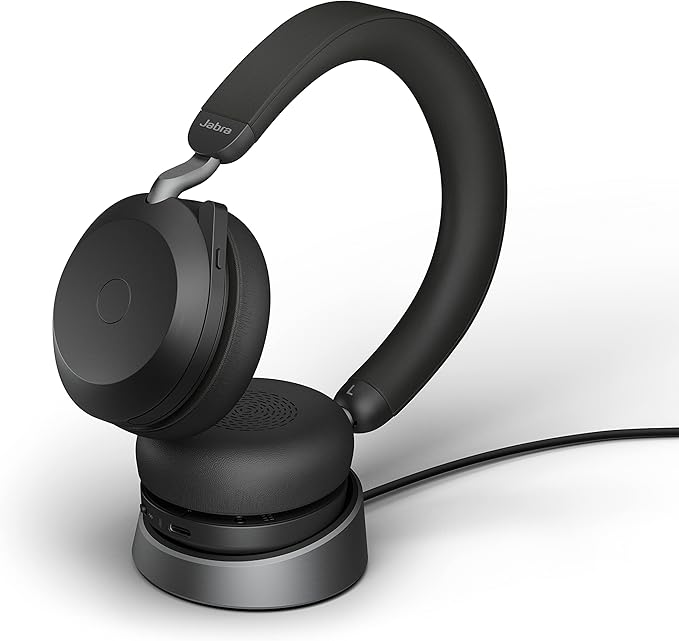Jabra Evolve2 75  Wireless Headset – Noise Cancelling UC Headset with Charging Stand