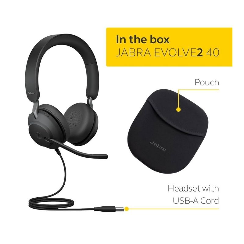 Micro-casque professionnel USB Jabra Evolve2 40 SE 24189-999-799 pour les communications unifiées