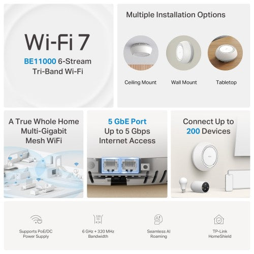 TP-Link DECO BE65-POE Tri-band (2.4 GHz / 5 GHz / 6 GHz) Wi-Fi 7 (802.11be) White 2 Internal