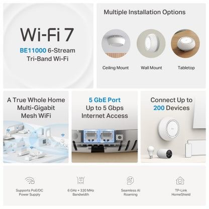 TP-Link DECO BE65-POE Tri-band (2.4 GHz / 5 GHz / 6 GHz) Wi-Fi 7 (802.11be) White 2 Internal