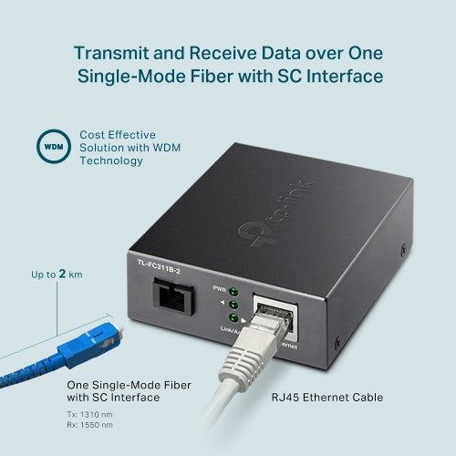 TP-Link TL-FC311B-2 network media converter 1000 Mbit/s Single-mode Black