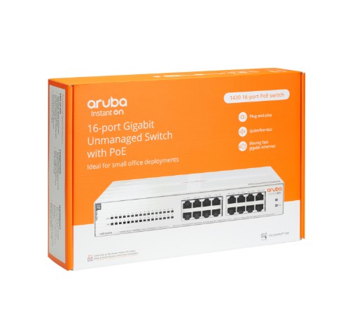 HPE Aruba Instant On 1430 16G Class4 PoE 124W Unmanaged L2 Gigabit Ethernet (10/100/1000) Power over Ethernet (PoE)