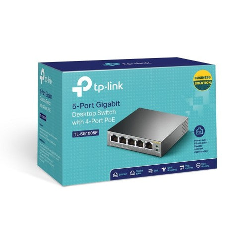 TP-Link TL-SG1005P Unmanaged Gigabit Ethernet (10/100/1000) Power over Ethernet (PoE) Black