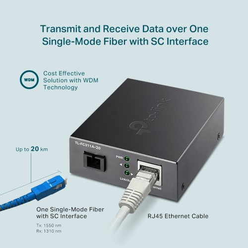 TP-Link TL-FC311A-20 network media converter 1000 Mbit/s Single-mode Black