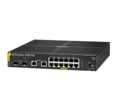 HPE Aruba 6100 12G Class4 PoE 2G/2SFP+ 139W Managed L3 Gigabit Ethernet (10/100/1000) Power over Ethernet (PoE) 1U