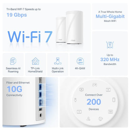 TP-Link Deco BE85 (2-Pack) Tri-band (2.4 GHz / 5 GHz / 6 GHz) Wi-Fi 7 (802.11be) White 4 Internal