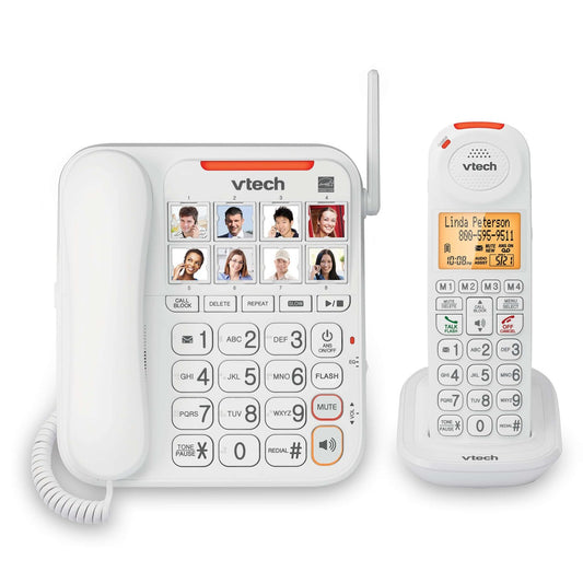 VTech CareLine Amplified Corded Phone with DECT 6.0GHz Cordless Phone (SN5147)