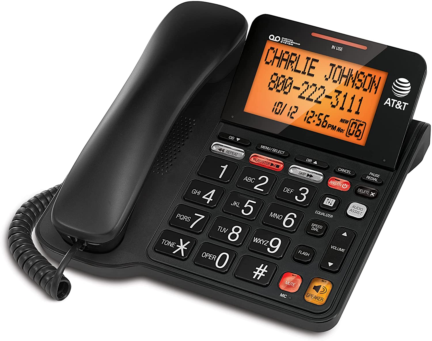 ATT CL4940 Corded Phone with Answering System and Backlit Tilt Display,  Black (New)